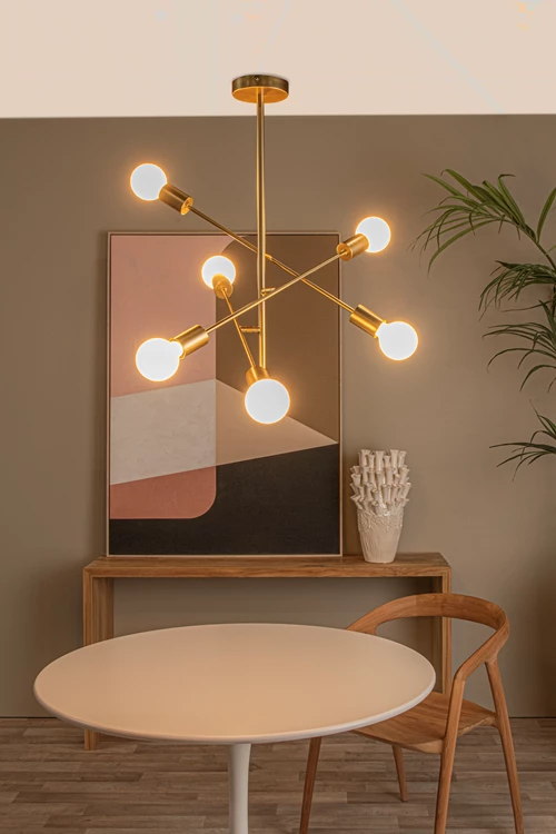 Lucide LESTER - Deckenleuchte - 6xE27 - Mattes Gold / Messing - Atmosphäre 1